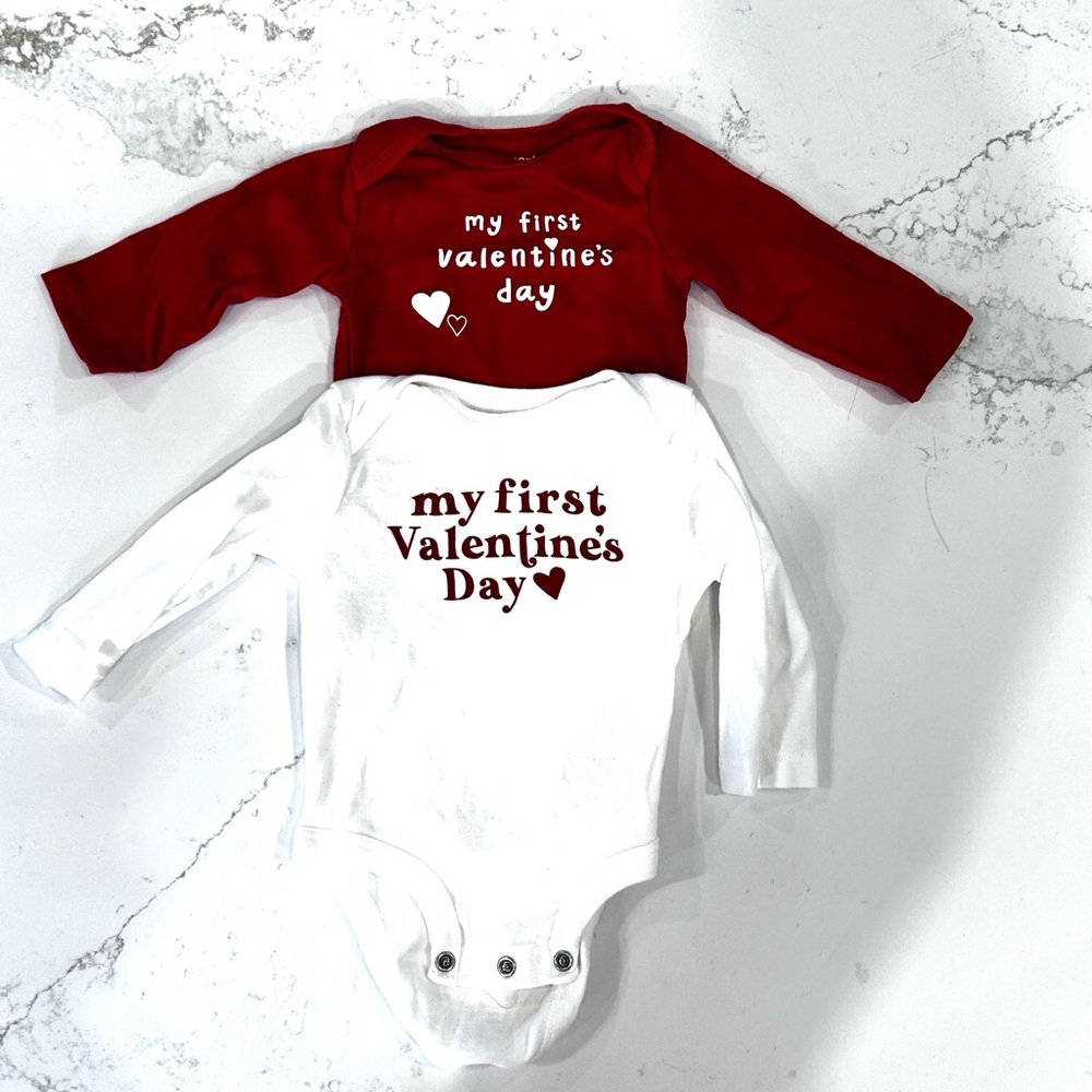 Valentine's Day Kids One Piece Set - Red and White